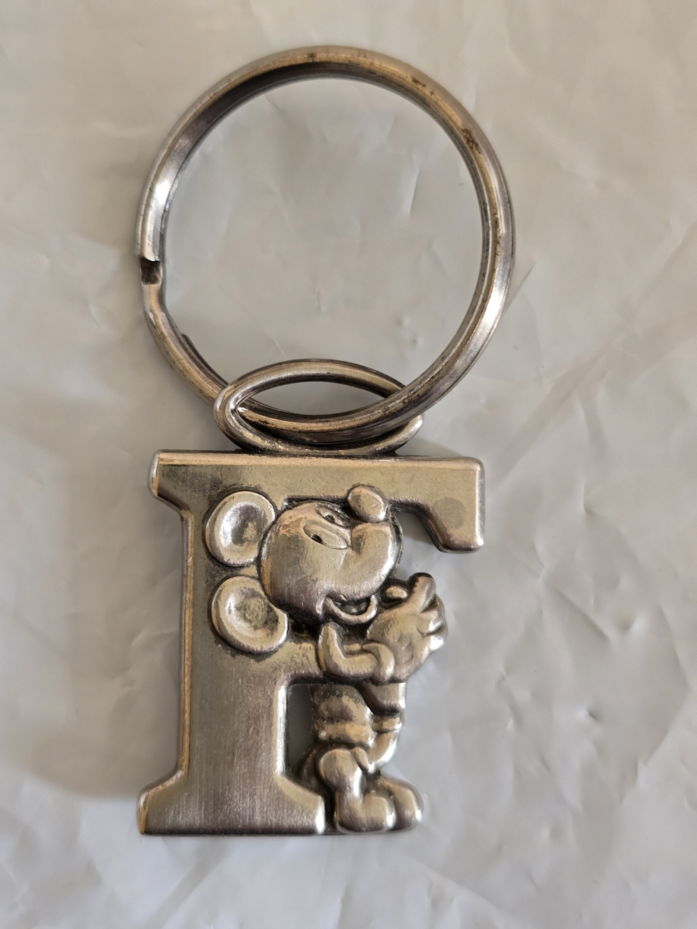 Disney Silver Mickey Mouse 'F Initial Keychain New